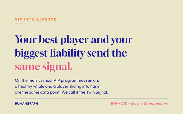 Pearl-toned title card reading Your best player and your biggest liability send the same signal, under a VIP Intelligence label.